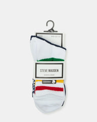 3 PACK STRIPED CREW SOCKS WHITE MULTI