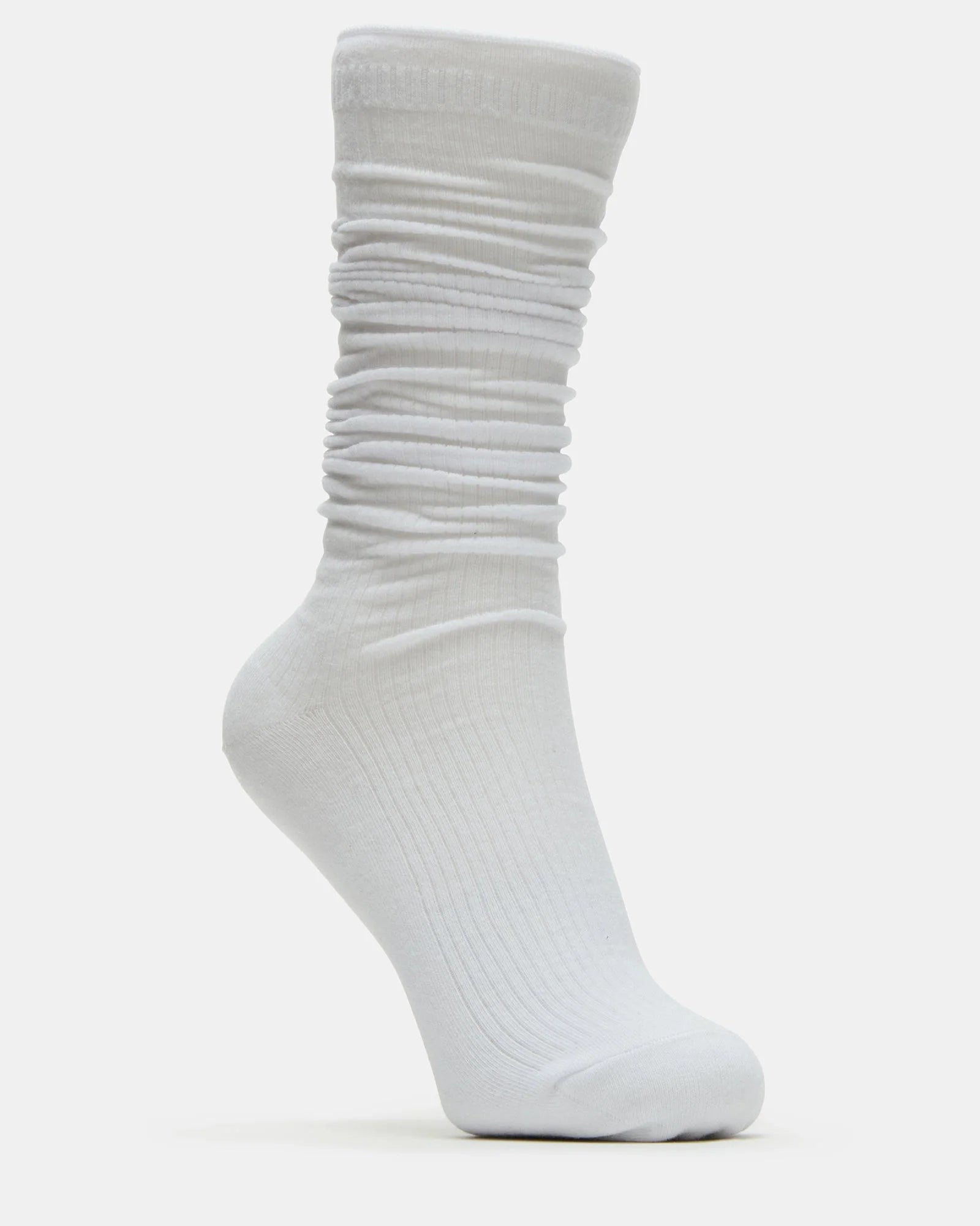 2 PACK SLOUCHY CREW SOCKS BLACK WHITE