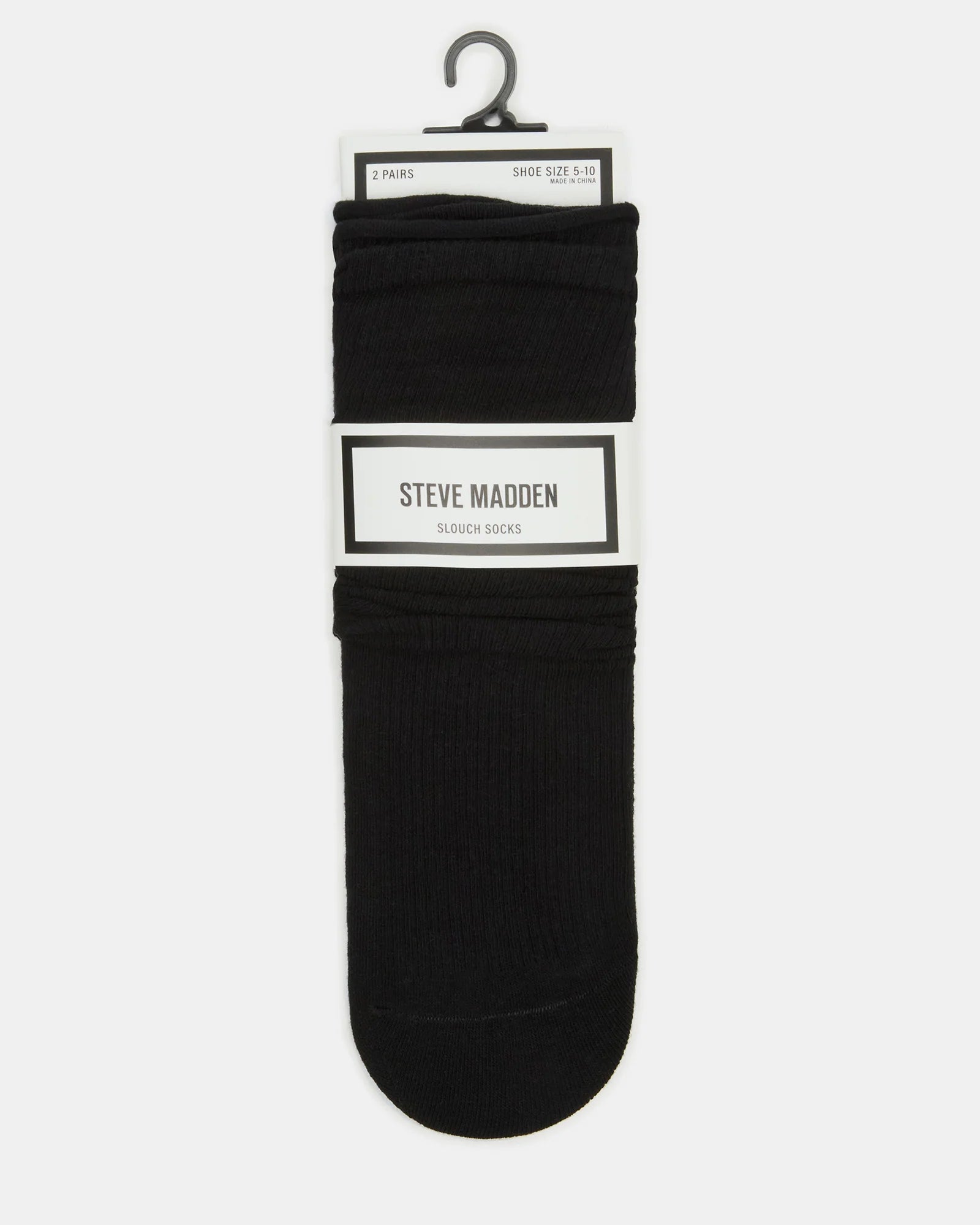 2 PACK SLOUCHY CREW SOCKS BLACK WHITE